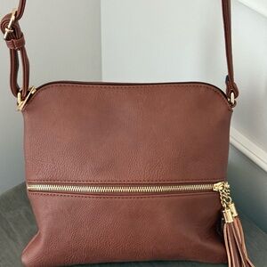 Brown Leather Crossbody Handbag